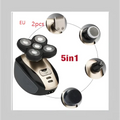 Black and gold multifunctional electric shaver with rotary precision heads and versatile grooming interchangeable attachments