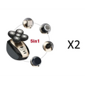 Multifunctional electric shaver in black and gold with versatile grooming rotary precision heads and interchangeable attachments