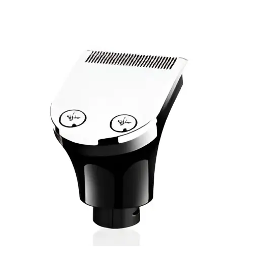 Silver and black multifunctional electric shaver with rotary precision heads designed for versatile grooming