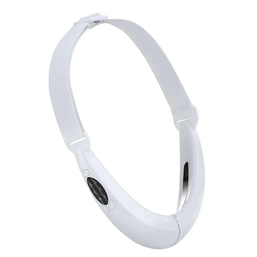White plastic multifunctional facial lifting neck wrap with curved design and side control buttons face beauty instrument