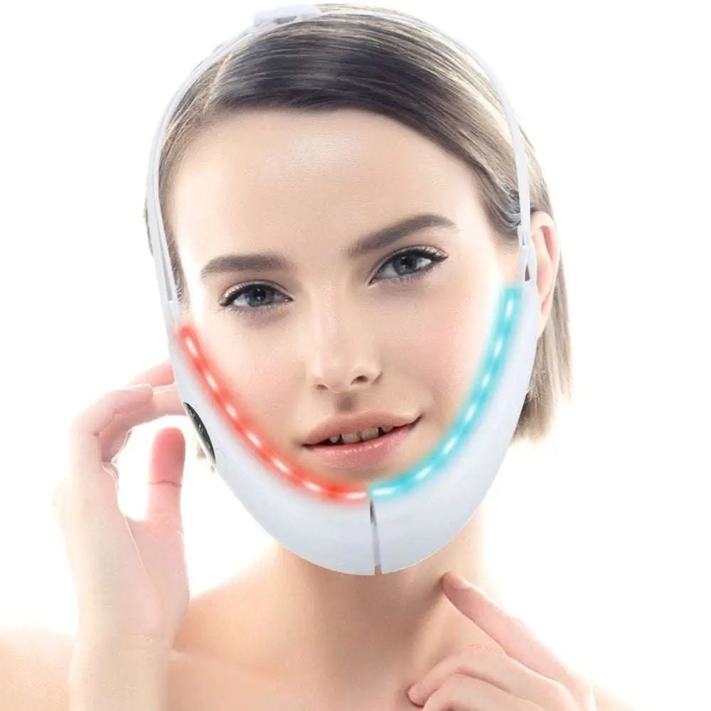 White multifunctional facial lifting led face beauty instrument with red and blue light strips for thinning face beauty