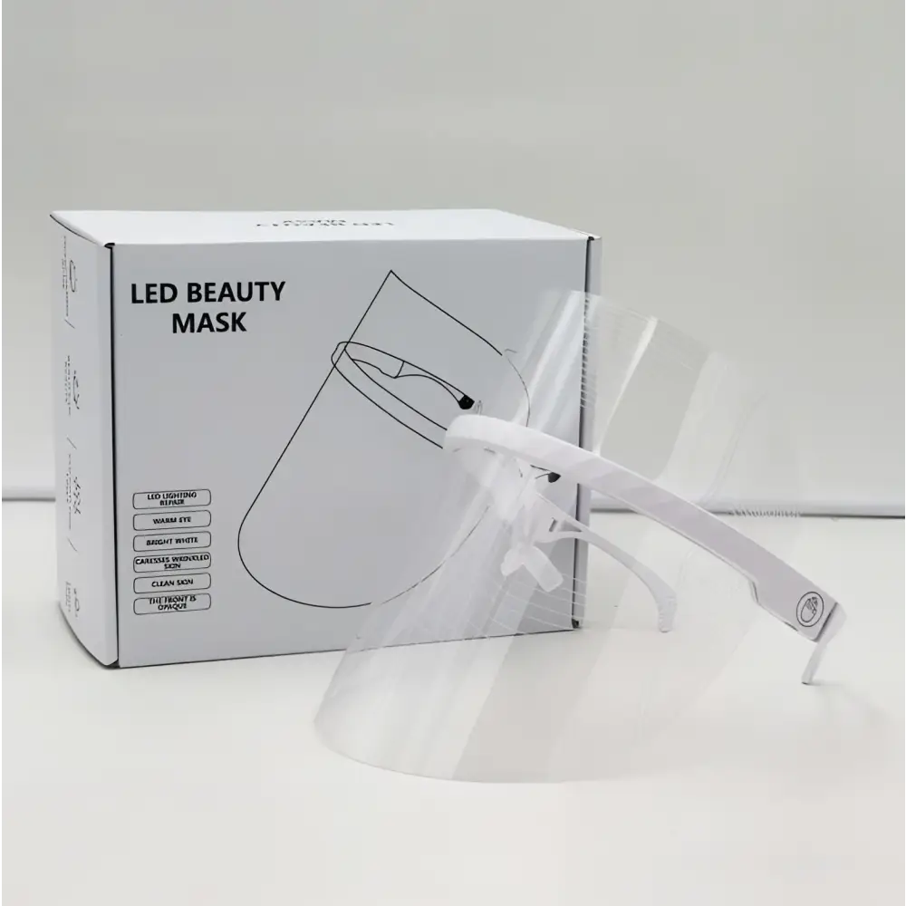 White multifunctional facial massager led beauty mask with transparent face shield and adjustable headband lifting tool massagers