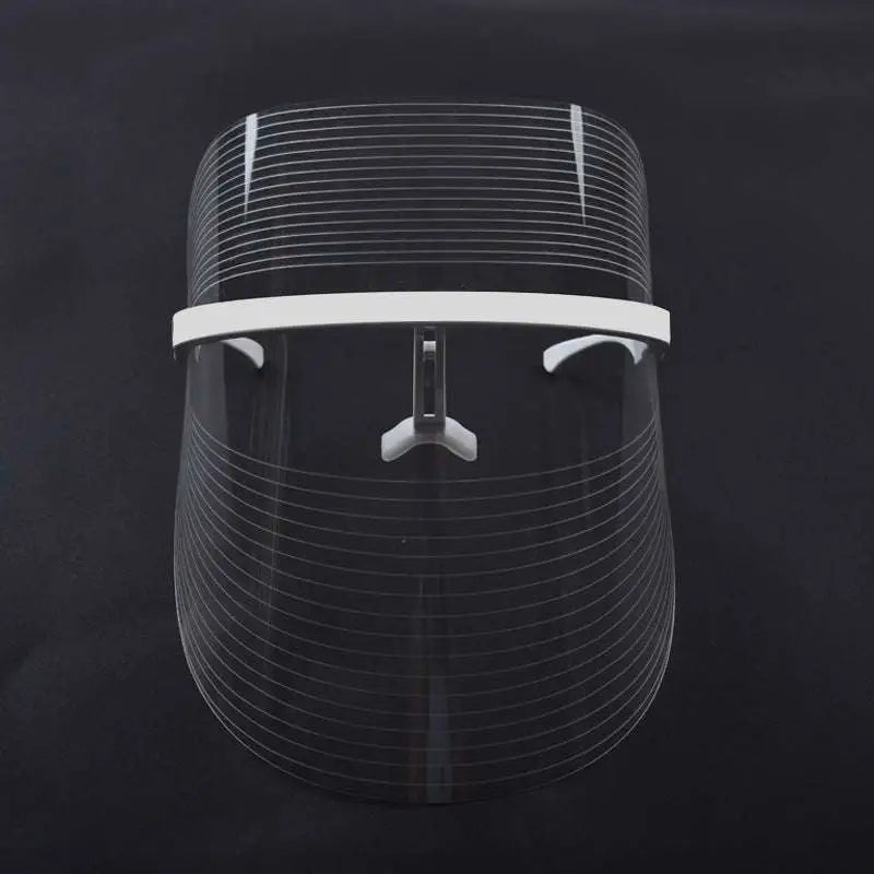 Multifunctional facial massager led beauty mask transparent plastic with white adjustable headband for skin lifting