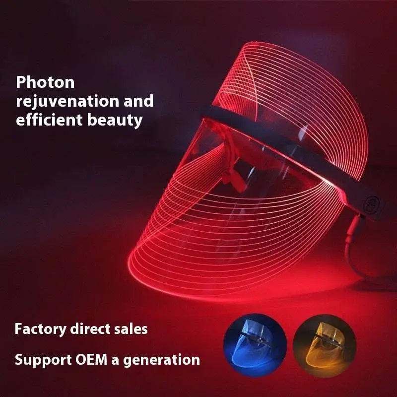 Multifunctional facial massager led beauty mask with red light therapy, sleek curved design, and transparent visor lifting tool massagers