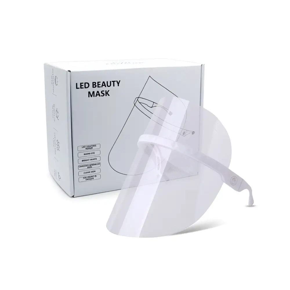 Multifunctional facial massager led beauty mask with transparent plastic and white adjustable headband lifting tool massagers