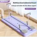 Light purple multifunctional household abdominal fitness board with gray padded elbow supports and foot platforms