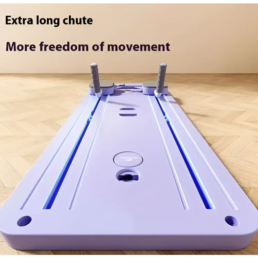 Multifunctional household abdominal wheel fitness board with purple plastic mat blue led lighting and adjustable gray bands