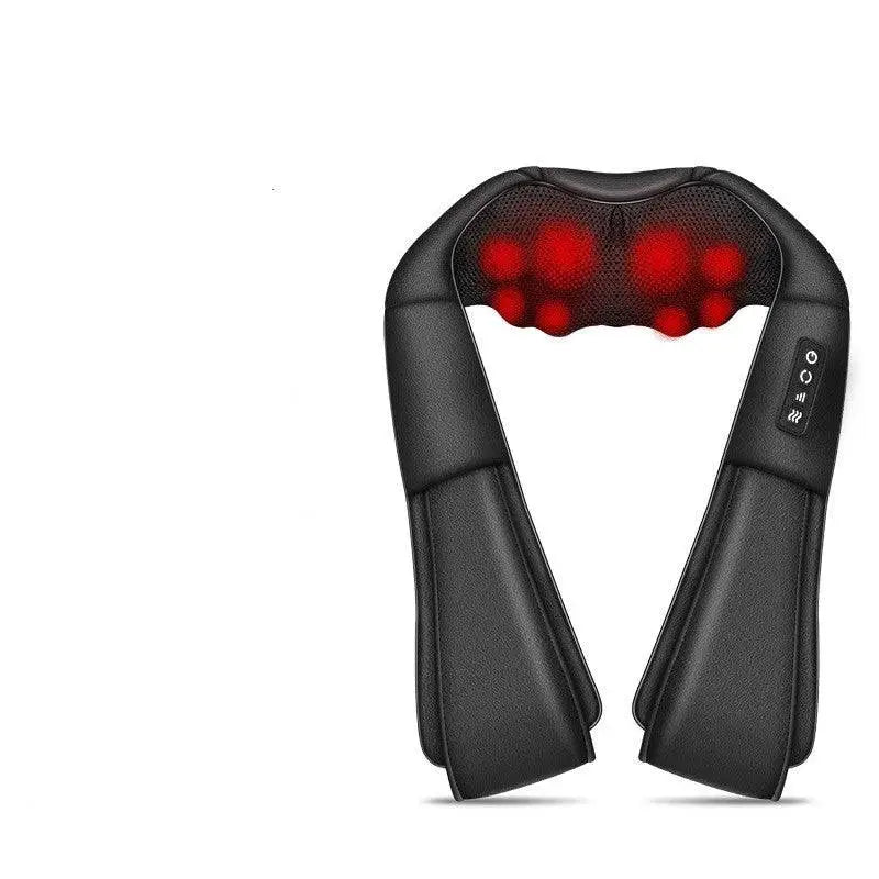 Black multifunctional household shoulder shawl massager with red illuminated electric massage nodes and side control buttons