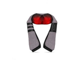 Gray and black fabric household shoulder shawl massager with red illuminated electric massage pad for neck and shoulders