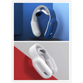 Blue and white ergonomic neck massager with multifunctional massage remote control and sleek ergonomic design