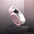 Pink and white ergonomic neck massager with multifunctional massage remote and soft silicone padding for comfortable use