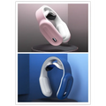 Pink and white neck massager with a sleek ergonomic design and multifunctional massage remote control features