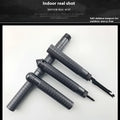 Black multifunctional self-defense stick made of tungsten steel with textured grip and integrated knife blade