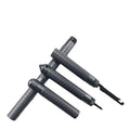 Black multifunctional self-defense stick made of tungsten steel with textured grip and integrated screwdriver and pry tool