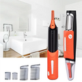 Orange and black multifunctional shaving machine with full-size trimmer head and interchangeable combs nose hair trimmer