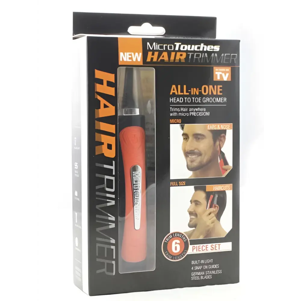 Orange and black multifunctional shaving machine with micro precision blades and full-size trimmer head for nose hair trimming