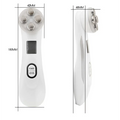 White multifunctional skin rejuvenation care instrument with four metallic treatment heads and digital display for effective skin rejuvenation