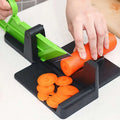 Multifunctional vegetable cutting meat slicer with black plastic body and sharp blade for thin carrot rounds