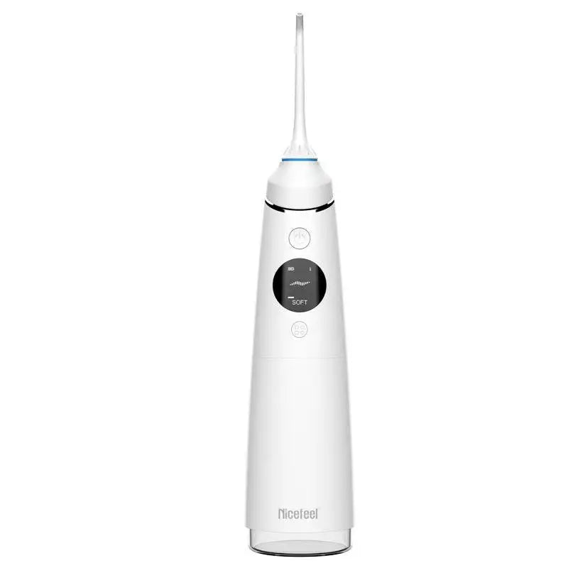 White nicetool multifunctional water toothpick electric oral irrigator with a sleek modern design and transparent nozzle