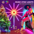 A vibrant firework led strip with 16 rgbic colors that change with music sync for dynamic color changing effects