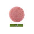 Natural round shap konjac sponge face cleaning puff with a round textured red bath bomb for gentle exfoliation
