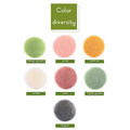 Natural round shap konjac sponge face cleaning puff available in deep green pink yellow white red light green and black colors