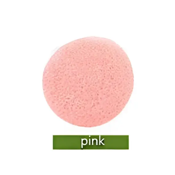 Pink round shap konjac sponge face cleaning puff made from natural material for gentle facial cleansing