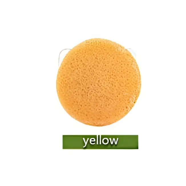 Yellow circular natural round shap konjac sponge face cleaning puff for gentle konjac sponge face care