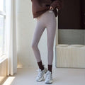 Light gray ribbed threaded underwear leggings with waist high elastic and subtle textured pattern for winter use