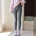 Gray textured threaded underwear leggings with waist high elastic waistband and subtle winter pattern