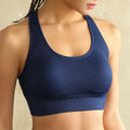 Navy blue mesh ribbed high impact sports bra featuring breathable fabric for a sexy sports bra and brassiere sport woman