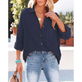 Navy dropped shoulder bat casual long sleeve shirt with button-up front chest pocket and rolled sleeves