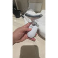 White and silver face led device with ergonomic design for neck wrinkles and double chin blood circulation therapy