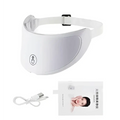 White plastic neck anti-wrinkle mask massager with soft curved design and adjustable strap for luxury women’s fashion care