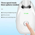 White plastic neck face beauty device led wrinkle remover with silver metallic accent and circular power button