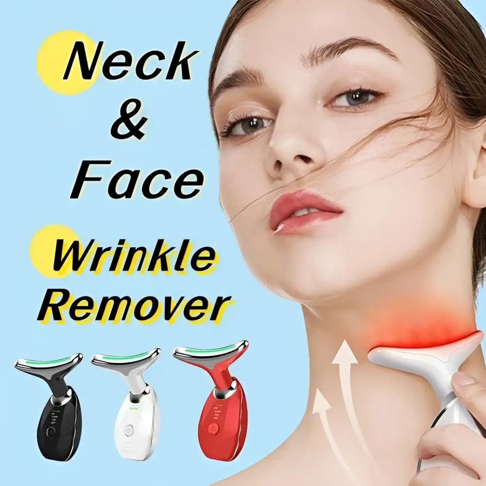 White and red neck face beauty device led wrinkle remover with sleek ergonomic design for wrinkle removal