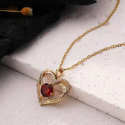 Necklace Female Red Sapphire Pendant Clavicle Chain Jewelry - Royalessencelux
