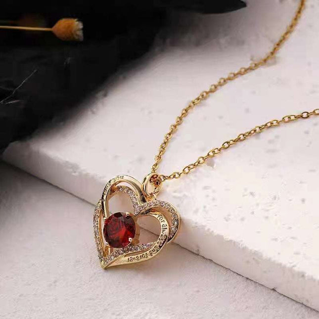 Necklace Female Red Sapphire Pendant Clavicle Chain Jewelry - Royalessencelux