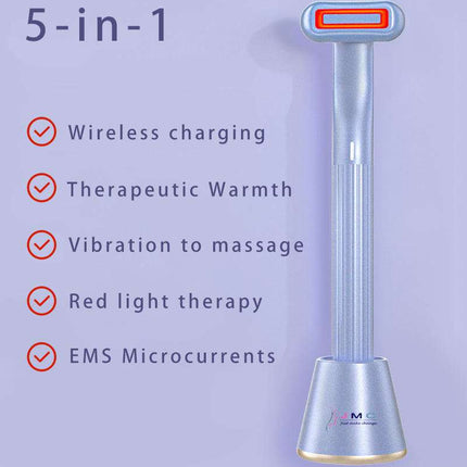 New Upgraded 360 Degrees Rotary Eye Massage Therapeutic Warmth Face Massage Red LED Light 5 - in - 1 Skincare Tool Wand - Royalessencelux