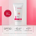 White tube of laikou pro nicotinamide day 50g moisturizing isolation spf 50 sunscreen with pink band and pa+++ label