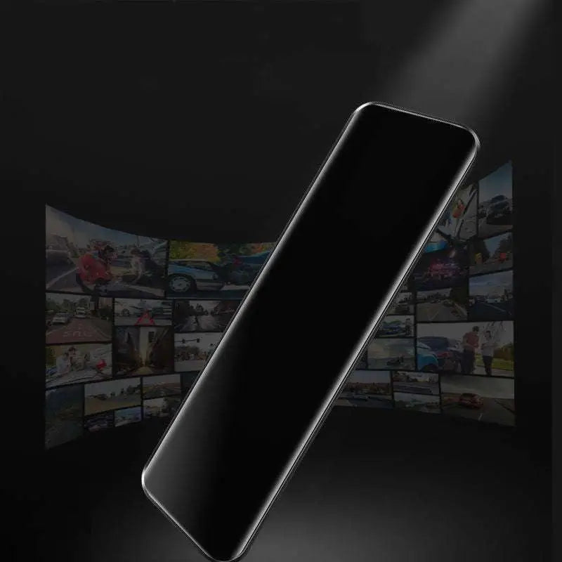 Black smartphone with sleek minimalist design and rounded edges showcased as night vision dual rearview mirror camera backside