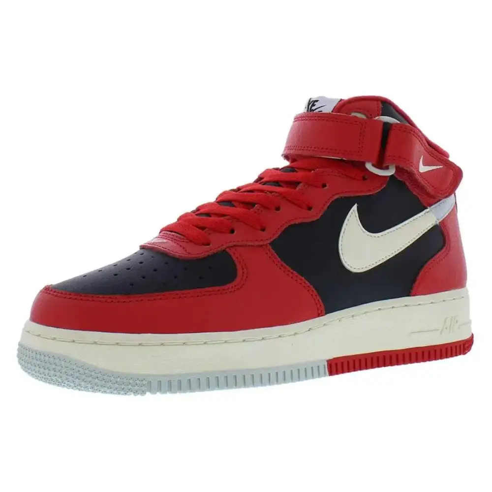 Nike air force 1 mid 07 lv8 unisex shoes size 7.5 in red and black with white swoosh and cream sole