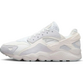 White nike air huarache runner sneaker in size 8 with white mesh and suede featuring gray accents on heel and midsole