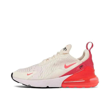 Cream-colored nike air max 270 womens sail aster pink sneaker with coral-red air unit and matching swoosh accents size 5