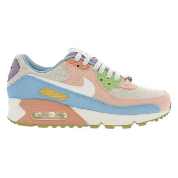 Nike Air Max 90 pastel womens shoes size 10 with peach light blue green lavender woven textile and suede panels