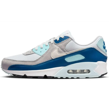 Light blue and gray nike air max 90 sneakers pure platinum with visible air unit in sole platinum white glacier design