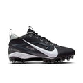 Black nike alpha menace varsity molded football cleats with mesh upper white swoosh and metal studs size 8