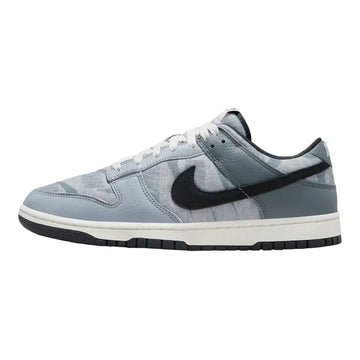 Nike dunk low retro grey camo women sneaker with subtle camouflage pattern black swoosh white midsole black outsole