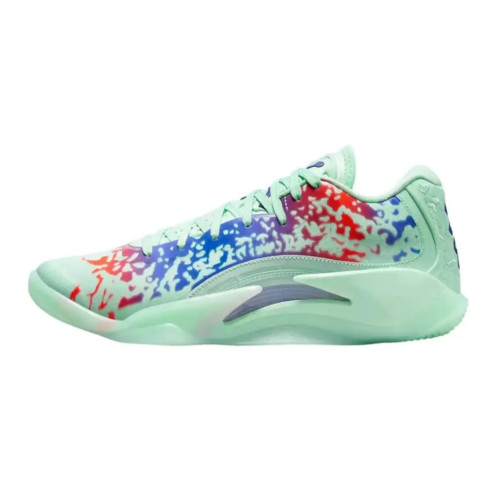 Nike Jordan Zion 3 mint splatter size 12 basketball shoe with vibrant mint green multicolored abstract design and modern silhouette