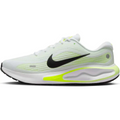 White and neon green nike journey run mens road running shoe with black swoosh logo size 11 for enhanced performance